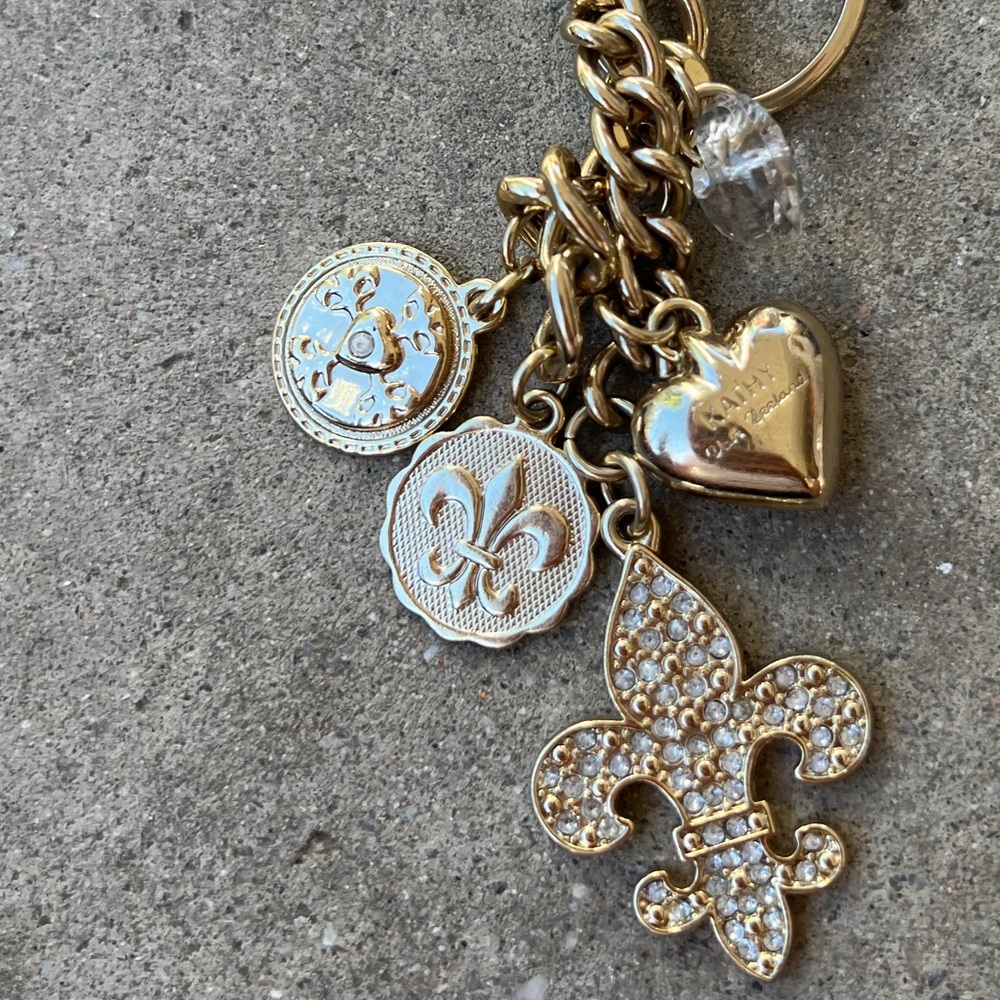 Kathy Van Zeeland Heart Charms Purse Charm Bag Luggage Gold Tone